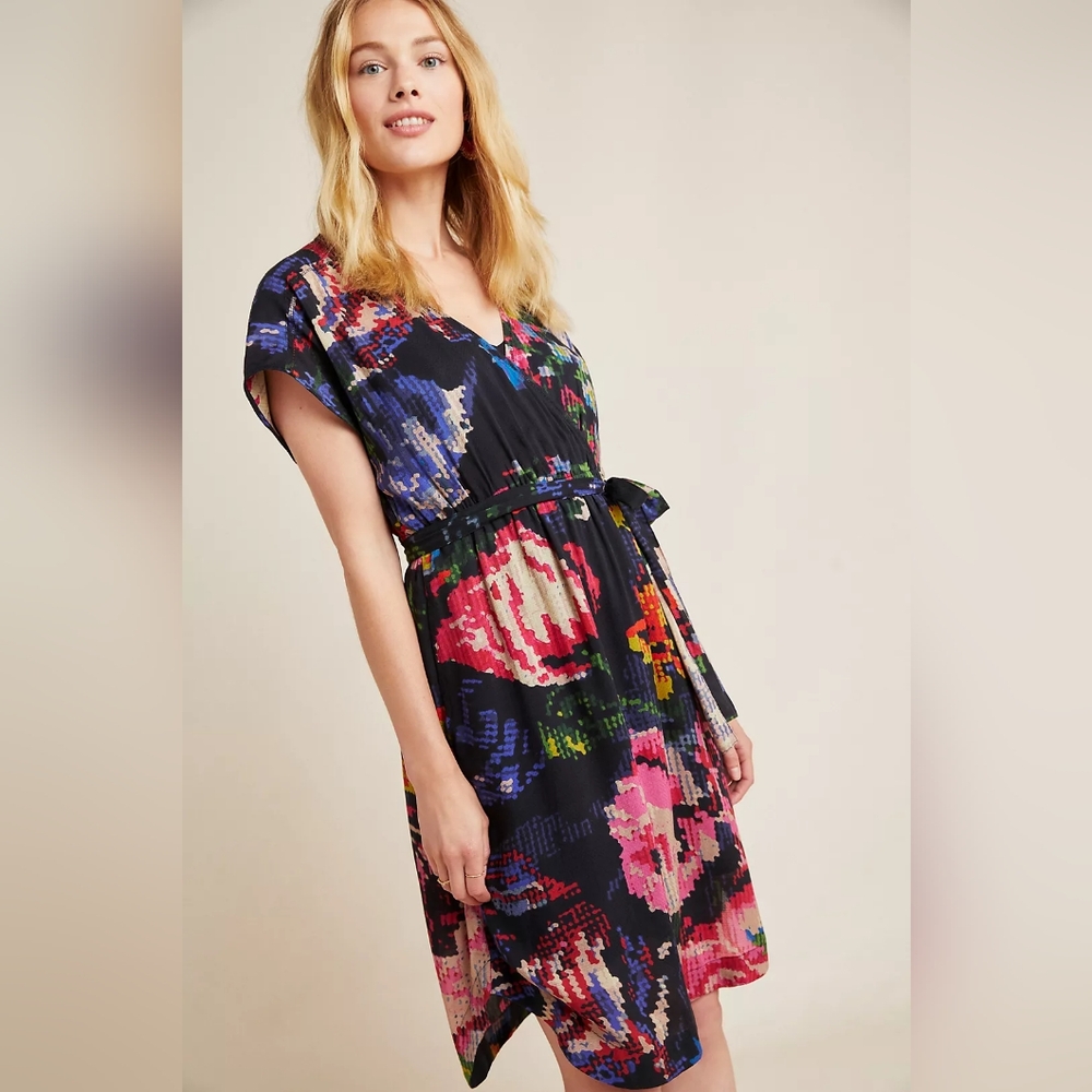 Anthropologie Astrid floral needlepoint dress EUC
